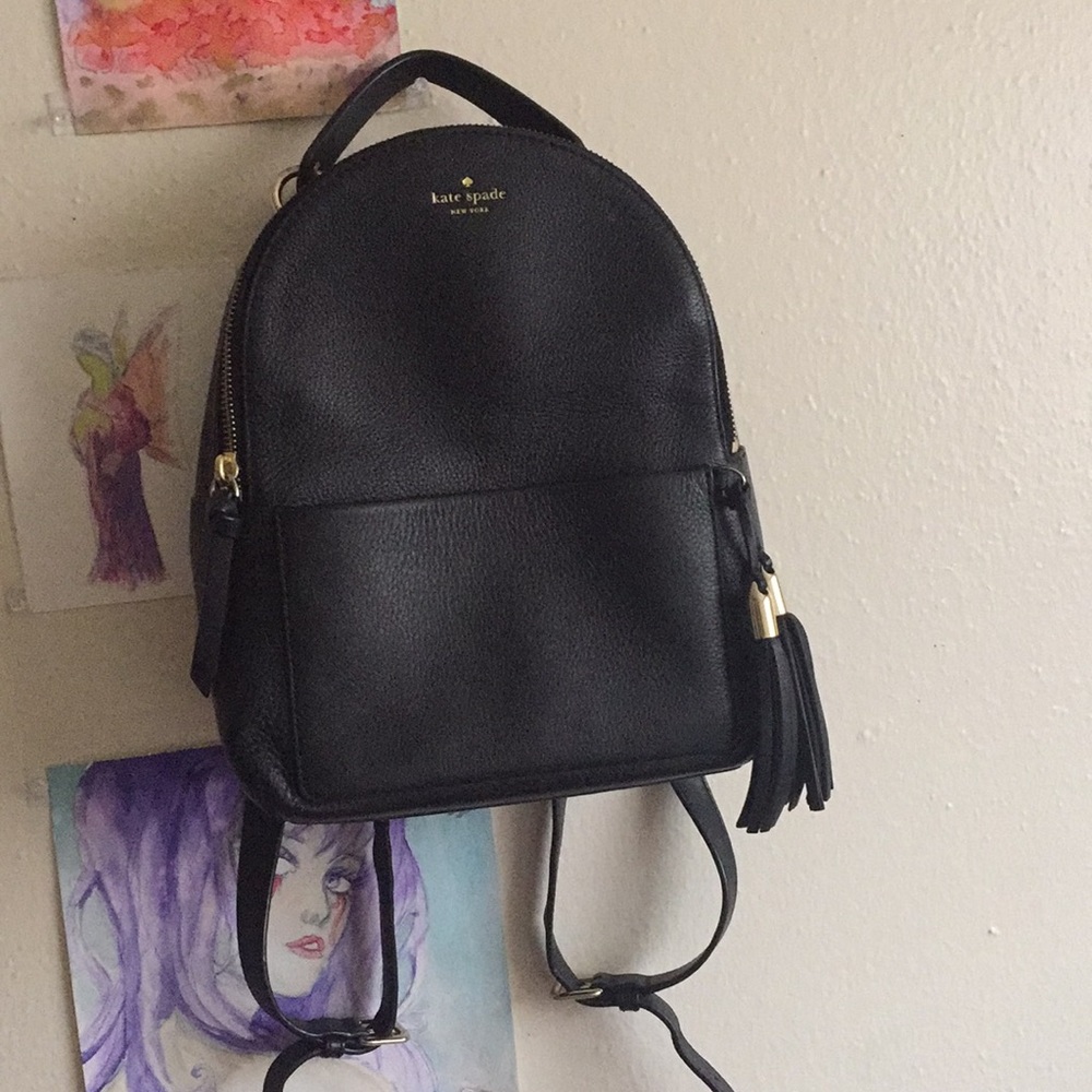 Kate Spade Mini black leather backpack
